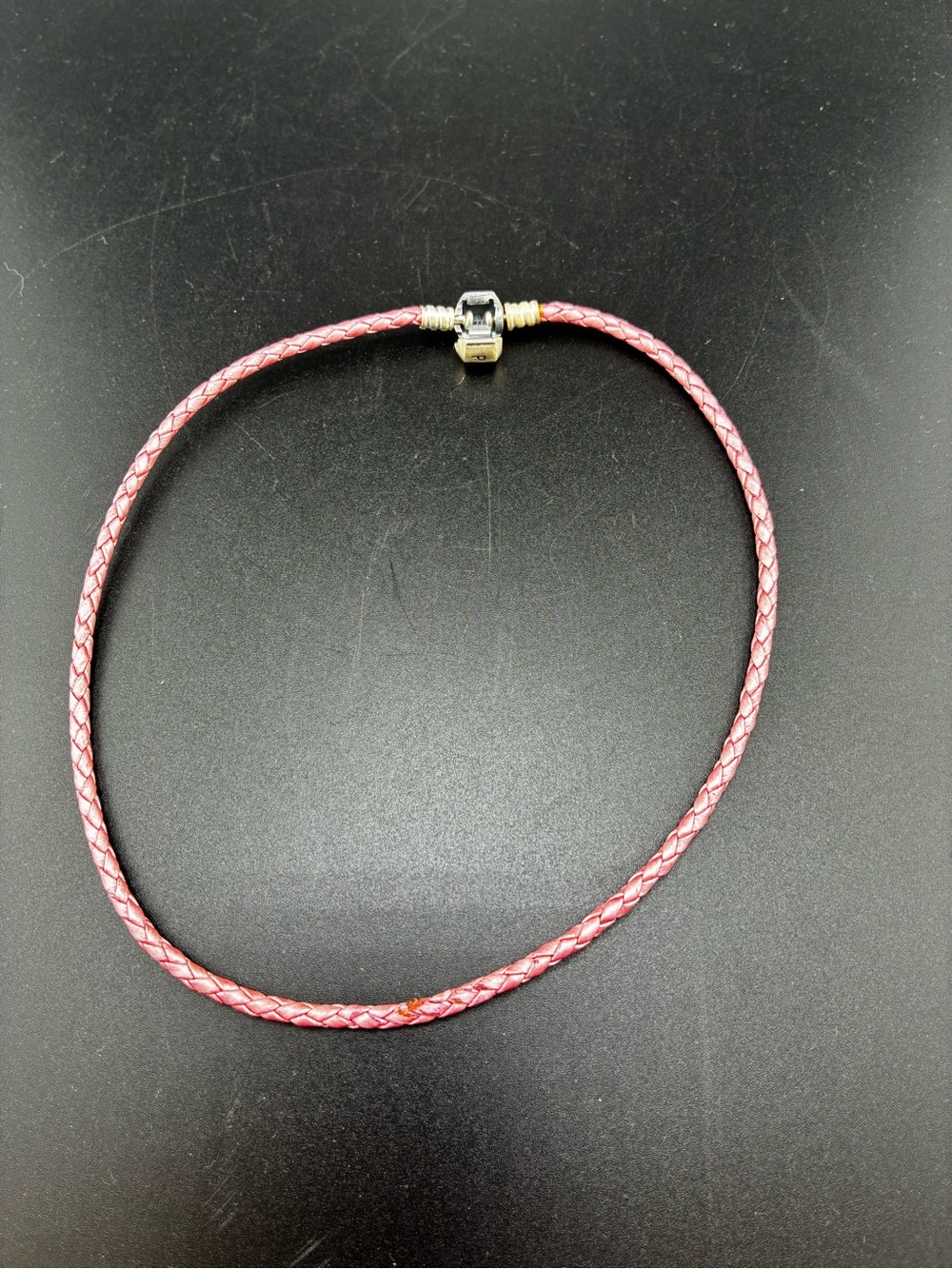 Pandora Pink Braided Necklace with pink/purple Bead Charms and Ballet slippers - Picture 6 of 14
